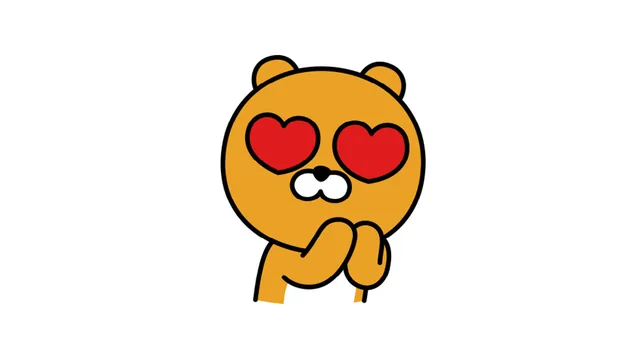 하트 눈의 노란 곰 이모티콘